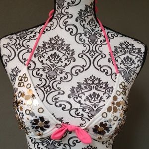 Victoria's Secret Embellished Bikini Top Pink Boho